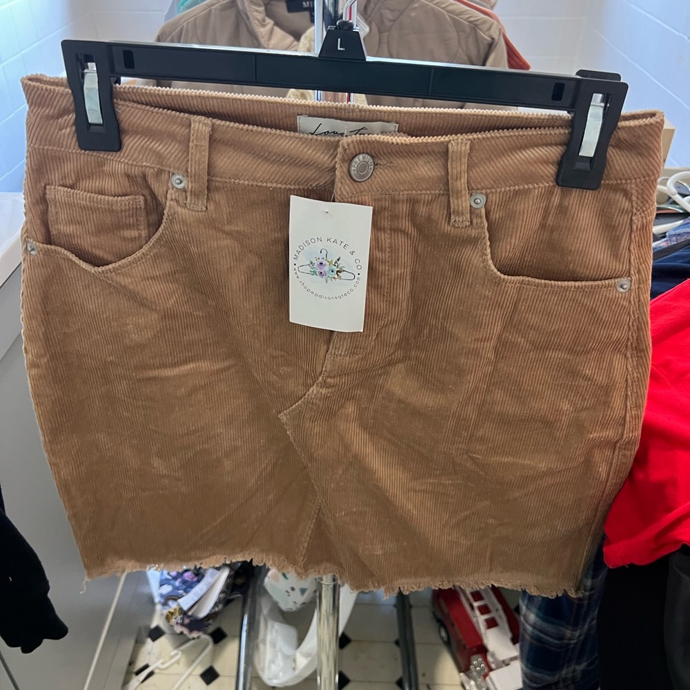 Love Tree Tan Corduroy Skirt